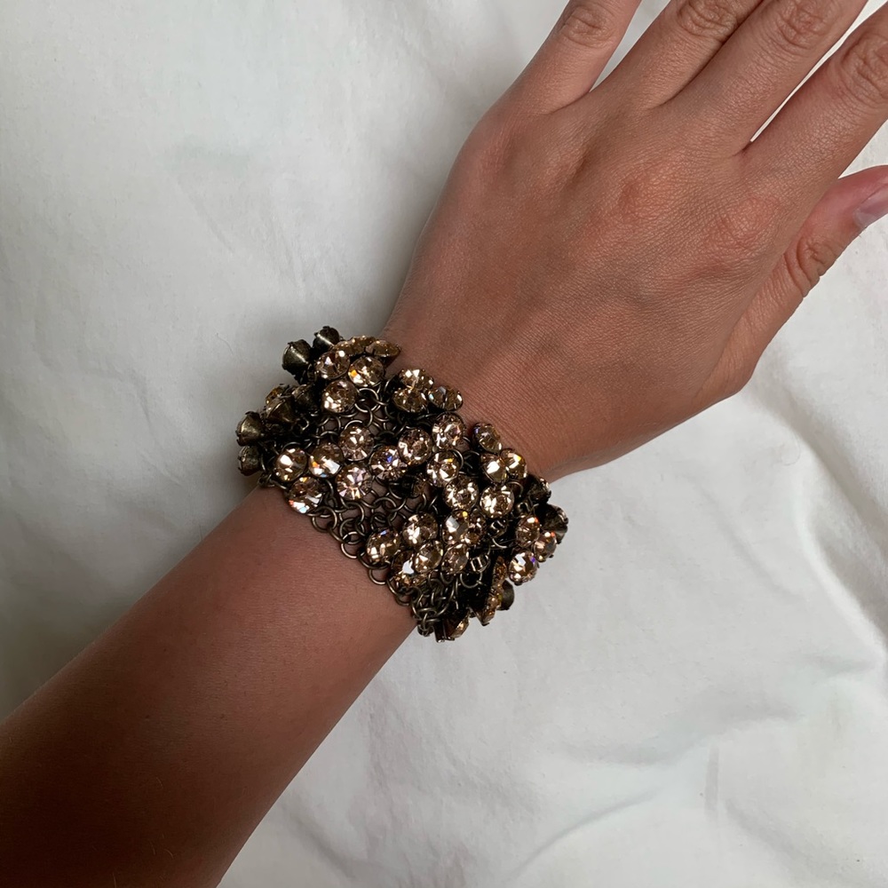 J. Crew Rose Colored Crystal Statement Bracelet - Picture 2 of 8